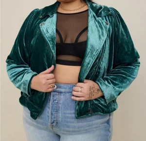Torrid Velvet Moto Jacket Botanical Garden Plus Size 5 5X 28 #D73252 - Picture 1 of 6
