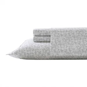 Tommy Bahama Sheet Set King 4-Piece Soft Cotton Adult Botanical Koya Bay Grey - Picture 1 of 8