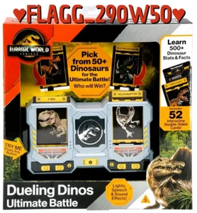 DUELING DINOS ULTIMATE BATTLE gioco Jurassic World Rebirth T-Rex Velociraptor NUOVO - Foto 1 di 6