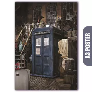 Doctor Who: An Unearthly Child - Colourised TARDIS in junk yard (A3 Poster) - Foto 1 di 3