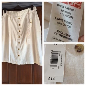 Women's Pencil Skirt Papaya 18 Waist 38" White +Belt Lined Linen Blend New Tags - Picture 1 of 15