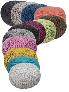 Sitzhocker - Sitzpuff/Pouf/Sitzpouf Grobstrick-Optik Ø in ver. Farben (Grau) - Picture 1 of 2