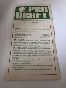 Vintage 1974 Parker Brothers ProDraft Team Building Football Spielanleitung - Bild 1 von 5
