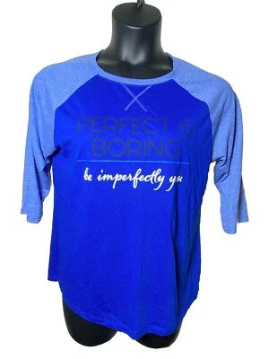 Camiseta de béisbol Athletic Works azul grande perfecta es aburrida sé imperfectamente tú Foto 1 de 4