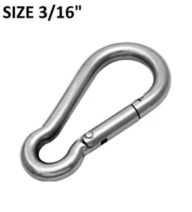 3/16" Carabiner Clip Snap Hook Spring Loaded Steel Karabiner Carabina Carbine - Picture 1 of 1