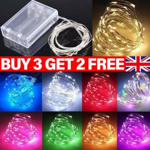 Battery Operated LED Fairy Lights, 2M 3M 5M 10M Xmas String Lights Party Wedding - Picture 1 of 26
