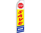 Stop Save Now White / Yellow / Blue / Red Swooper Super Feather Advertising Flag