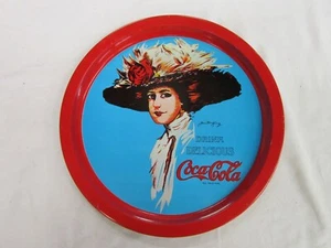 Coca Cola Vintage Round Tin Serving Tray With Hamilton King  Signature - Picture 1 of 6