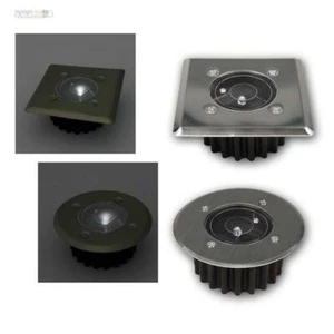 LED Solar Boden-Strahler Edelstahl-Einbau-Leuchte IP44 mit Dämmerungs-Sensor - Bild 1 von 8