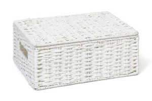 Arpan Hamper Storage Basket Box White Medium Paper Rope Box With Lid - Picture 1 of 6
