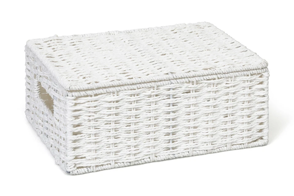 Arpan Hamper Storage Basket Box White Medium Paper Rope Box With Lid - Image 1 of 4