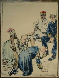 Antiguo estampado de dibujos animados sátira política a color de Louis Raemaekers Primera Guerra Mundial - Imagen 1 de 1