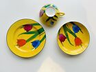 Vintage Okwan Hand Painted China 3 Pieces Set Porcelain Tulips Japan