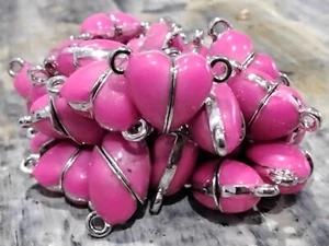 Enamel Magnetic Clasp, Platinum, Pink, 10x15x7mm, 5 sets, Free postage - Picture 1 of 3