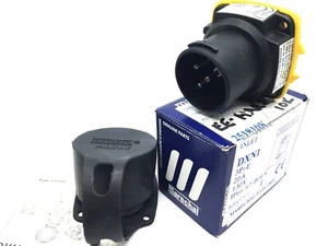 Marechal 251810K Plug Inlet Male DXN1 3P + E 20A 130VDC Poly Black Dust Cap - Picture 1 of 9