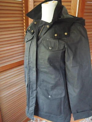 Filson Women's Wax Cotton Hooded Moorcroft Field Jacket  NWT XS $395 Smoke Black - Image 1 of 4