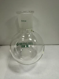 ChemGlass CG-1506-33 1000ml Single Neck HW RB Flask 45/50 Outer Joint - Picture 1 of 10