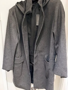 THEORY OLNET-KOLBEN Hooded Zip Coat Wool Blend Size M NEW WITH TAGS - Picture 1 of 6