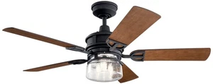 52" Kichler Lyndon Black LED Outdoor Ceiling Fan with Wall Control - Picture 1 of 1