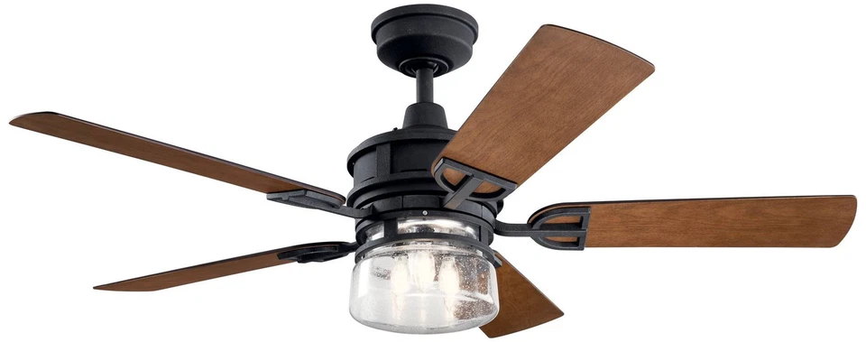 52" Kichler Lyndon Black LED Outdoor Ceiling Fan with Wall Control - Image 1 of 1