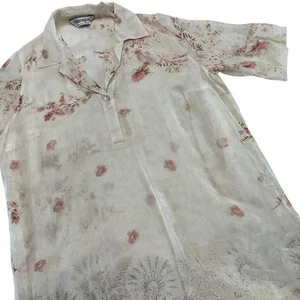 Marina Rinaldi Italian Floral Viscose Linen Blend Sheer Top Blouse Size 23 US 14 - Picture 1 of 7