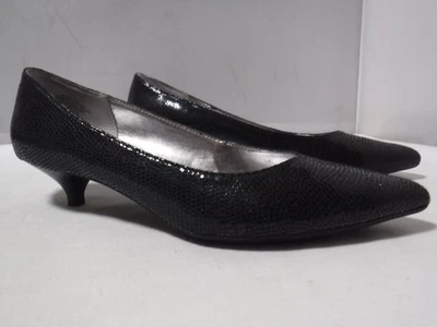 GA14 Mujer ANNE KLEIN iFlex Negro Estampado Serpiente Punta Gatito Tacones 6.5 Foto 1 de 4