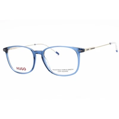 Hugo Men's Eyeglasses Blue Plastic Square Frame Clear Demo Lens HG 1205 0PJP 00 - Image 1 of 2