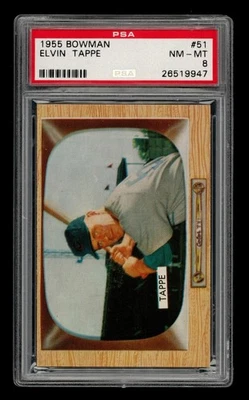 1955 Bowman Set-Break # 51 Elvin Tappe PSA 8 QUASE PERFEITO-PERFEITO - Imagem 1 de 3