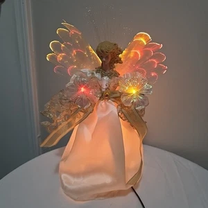 ANGEL 15" DECORACIÓN MESA Luces Fibra Óptica Cambio Color CARA PORCELANA  - Imagen 1 de 13