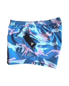 Adidas Girls Lined Shorts Crew Blue Pink Size XL (16) NWT - Picture 1 of 5