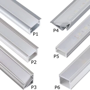 LED Aluprofil Aluminium LED Profile 2m 1m Alu Schiene Leiste für LED Streifen - Bild 1 von 24