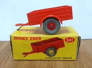 DINKY 341 LAND ROVER RIMORCHIO ARANCIONE ROSSO MOZZI IN SCATOLA MADE IN ENGLAND - Foto 1 di 8