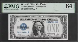 1928B $1 Silver Certificate DB Block PMG Choice Uncirculated 64 EPQ - Picture 1 of 4
