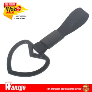 HEART BLACK JDM TSURIKAWA RING SUBWAY TRAIN BUS HANDLE STRAP CHARM DRIFT NEW - Picture 1 of 8