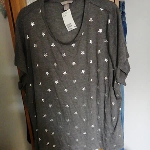 H&m bib Shirt grau mit Sternen Gr. 3XL Neu mit Etikett - Bild 1 von 2