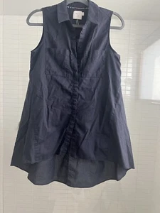 HD in Paris Anthropologie Women's Sleeveless Flowy Tunic Button Up Shirt Size 2 - Picture 1 of 4