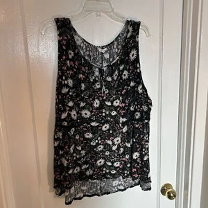 Maurice’s Women's Sleeveless 2X Black Floral  Blouse Sleeveless Gently Worn - Picture 1 of 10