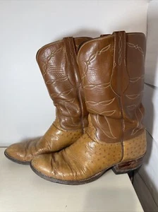 Lucchese San Antonio Ostrich Cowboy Boots Peanut Brittle Mens Size 12 B - Picture 1 of 17