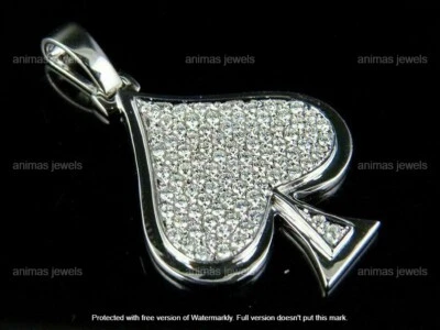Colgante con dije de pala as de 1 quilate de diamante creado en laboratorio de plata de ley 925 de 1,5" para hombre Foto 1 de 4