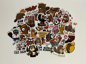 Pack of 50 Cute Cheeky Fun Beaver Theme Vinyl Sticker Pack - Picture 1 of 6