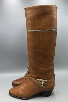 Pollini VTG Brown Leather Riding Boots Womens Size 8.5 B Italy - Image 1 of 4
