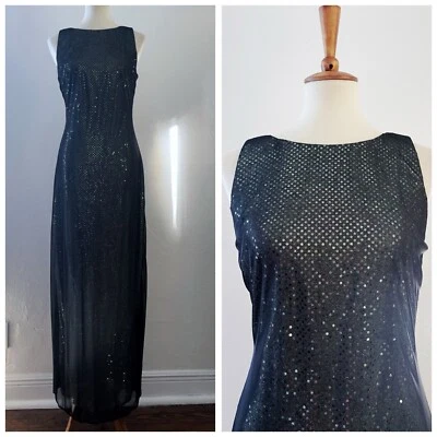 VTG Y2K Roberta Evening Maxi Prom Fairy Grunge Whimsygoth Sparkle Dress L - Image 1 of 4