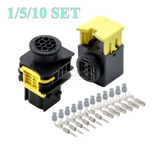 6 Way/Pin TE HDSCS MCP Automotive Male Female Connector Plug Socket Kit New - Picture 1 of 8