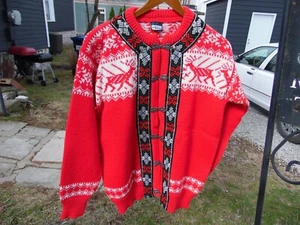 Dale of Norway Metal Clasp Cardigan Nordic Wool Sweater RED, 44 ??  Schurwolle - Bild 1 von 11