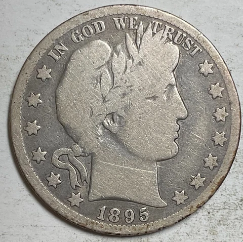 1895-P Barber Half Dollar solid better date vintage antique silver US Coin B680 Cover