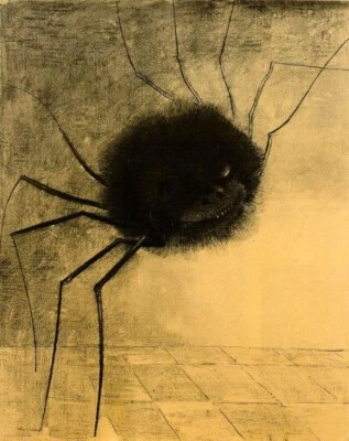Impresión artística de araña sonriente - Odilon Redon 1891 Litografía simbolista del absurdo Foto 1 de 2