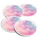 4x Round Stickers 10 cm - Pink Clouds Fluffy Girls Sky  #8727
