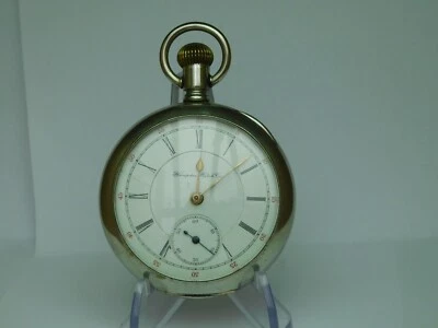 Antique 18 size Hampden pocket watch. Runs well and keeps time. - Image 1 of 4