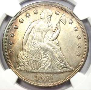 1871 Seated Liberty Silver Dollar $1 - NGC Uncirculated Detail (UNC MS) - Rare - Picture 1 of 6