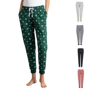 Damas Mujeres Pijama Parte inferior de Algodón Puños Salón Pantalones A Rayas Estrellas Ropa de noche - Imagen 1 de 13